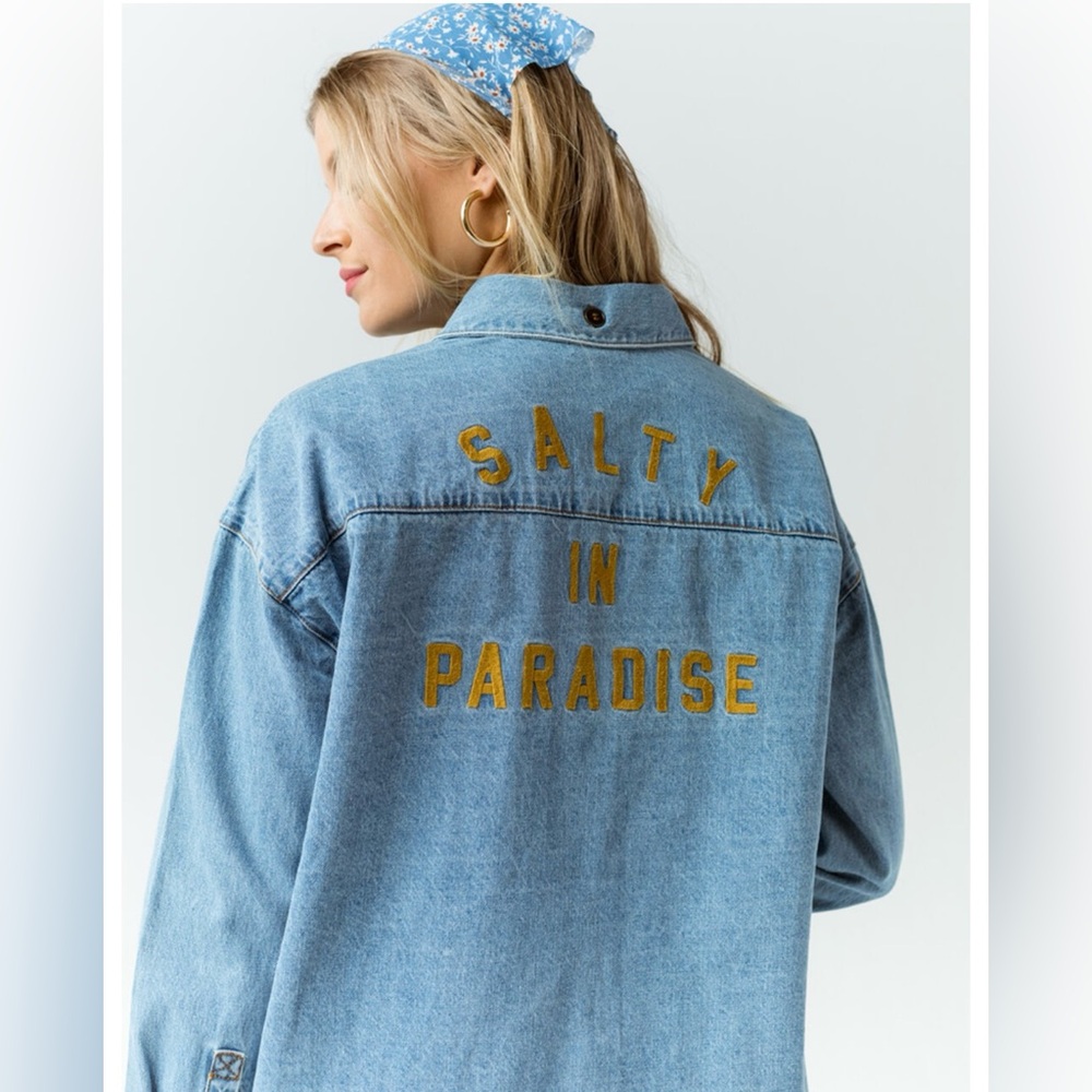 BILLABONG x The Salty Blonde Feeling Salty Womens Denim Shirt, Size M, Like New